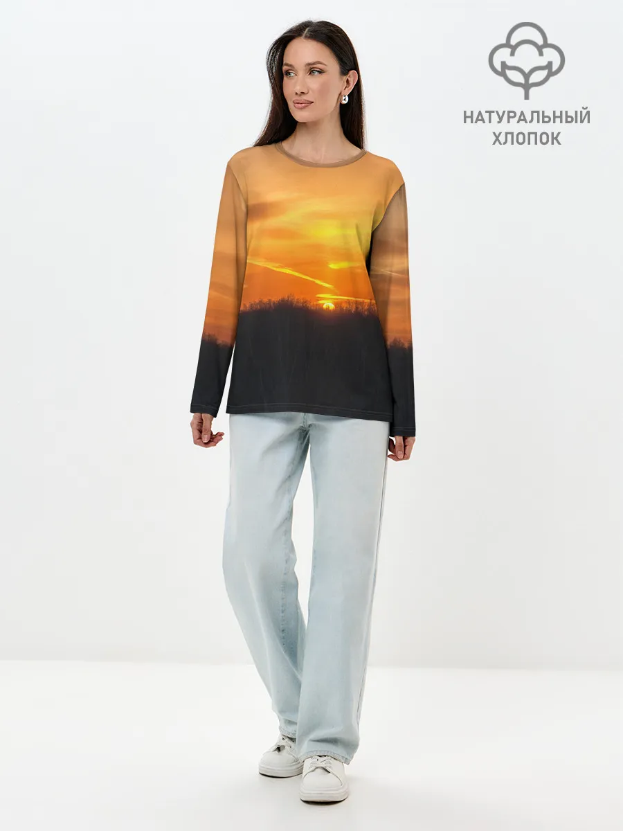 Лонгслив женский. Хлопок / Закат