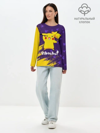 Лонгслив женский. Хлопок / ПИКАЧУ / PIKACHU
