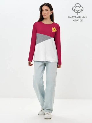 Лонгслив женский. Хлопок / AS Roma | Red Design 21/22