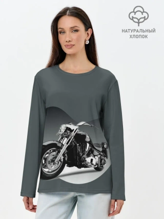 Лонгслив женский. Хлопок / Мотоцикл