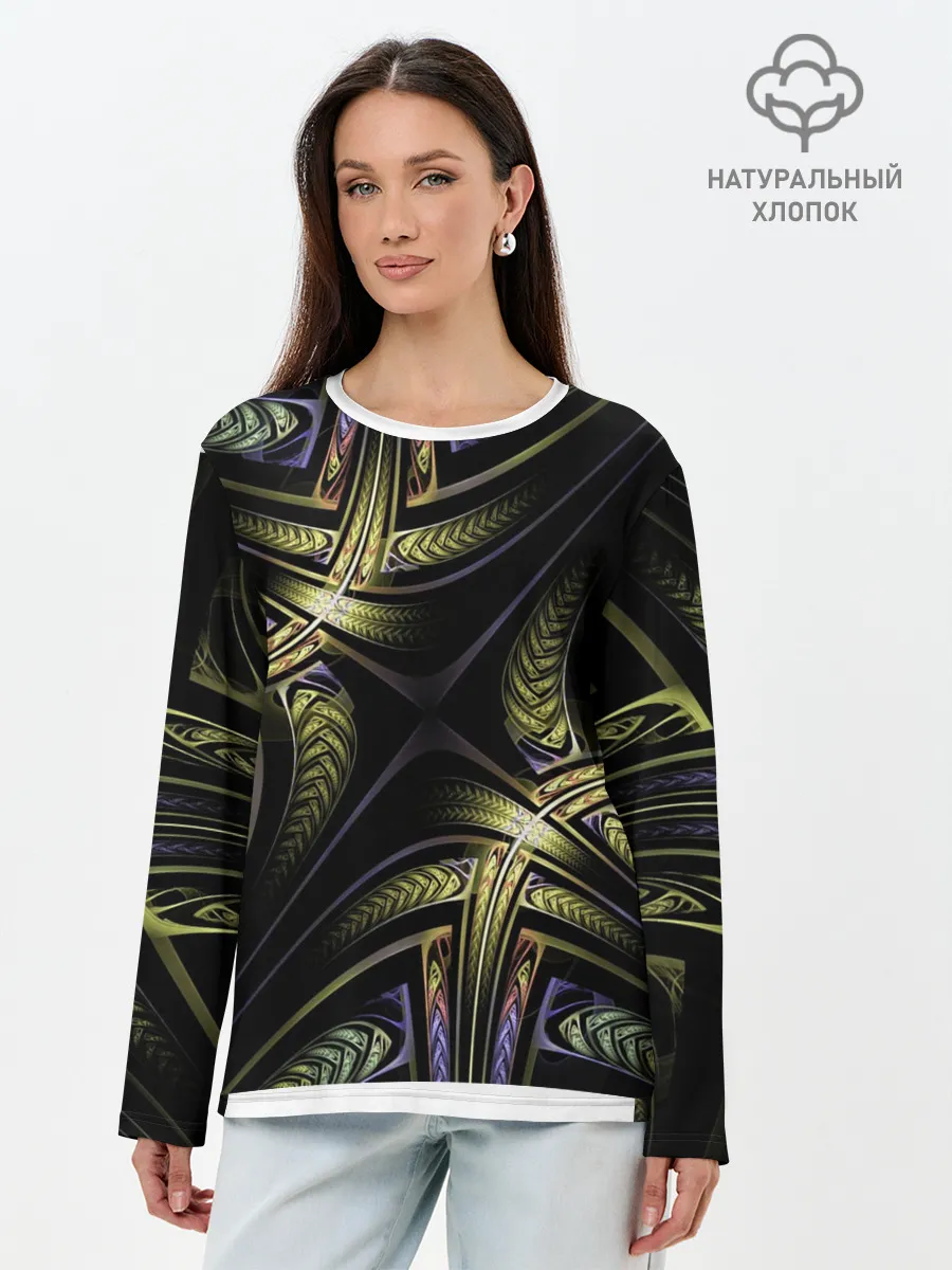 Лонгслив женский. Хлопок / Абстракция