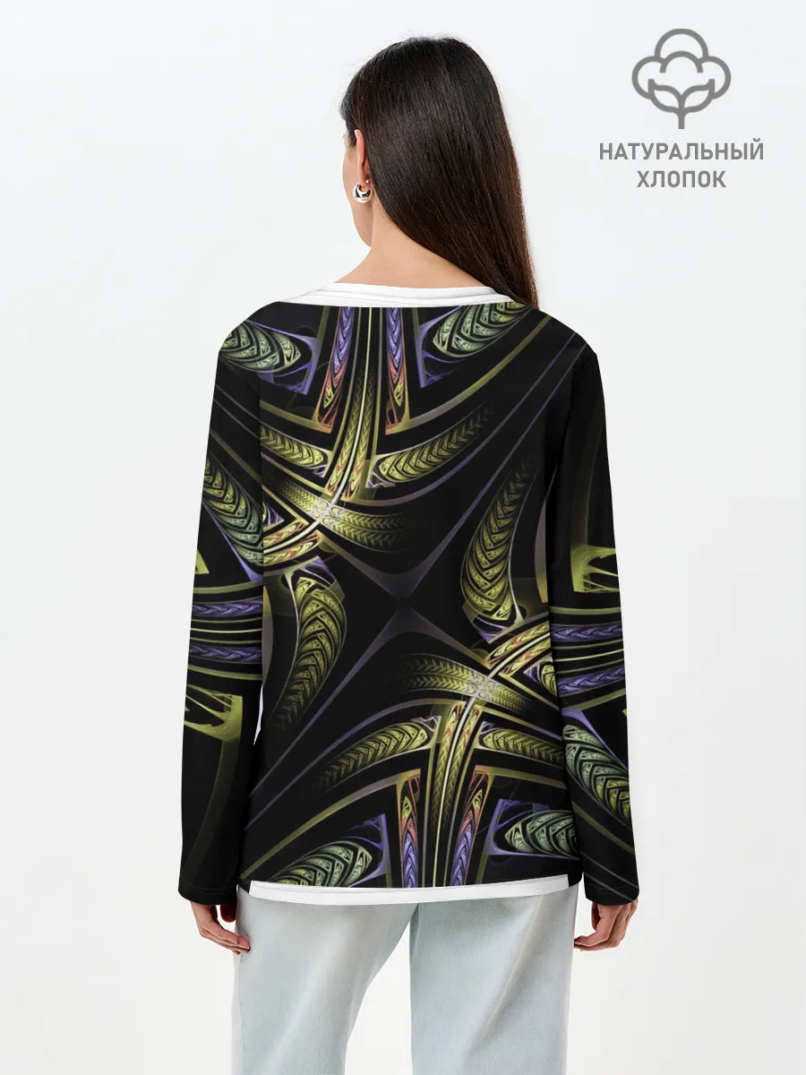 Лонгслив женский. Хлопок / Абстракция