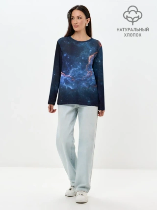 Лонгслив женский. Хлопок / Туманность