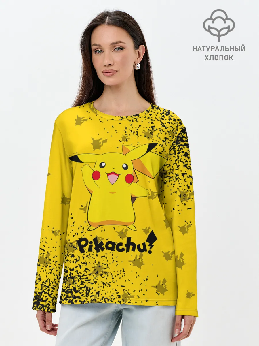 Лонгслив женский. Хлопок / ПИКАЧУ / PIKACHU