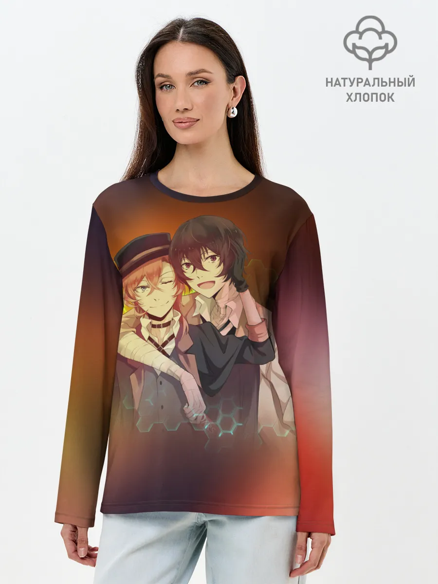 Лонгслив женский. Хлопок / Дазай и Чуя