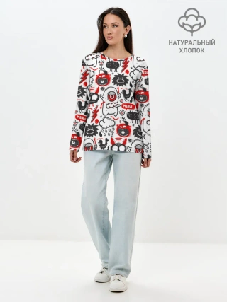 Лонгслив женский. Хлопок / Pop art