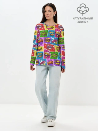 Лонгслив женский. Хлопок / Pop art
