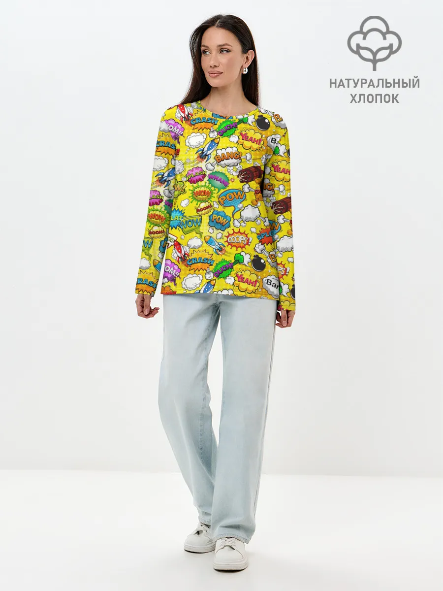 Лонгслив женский. Хлопок / Pop art