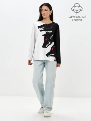 Лонгслив женский. Хлопок / Волки