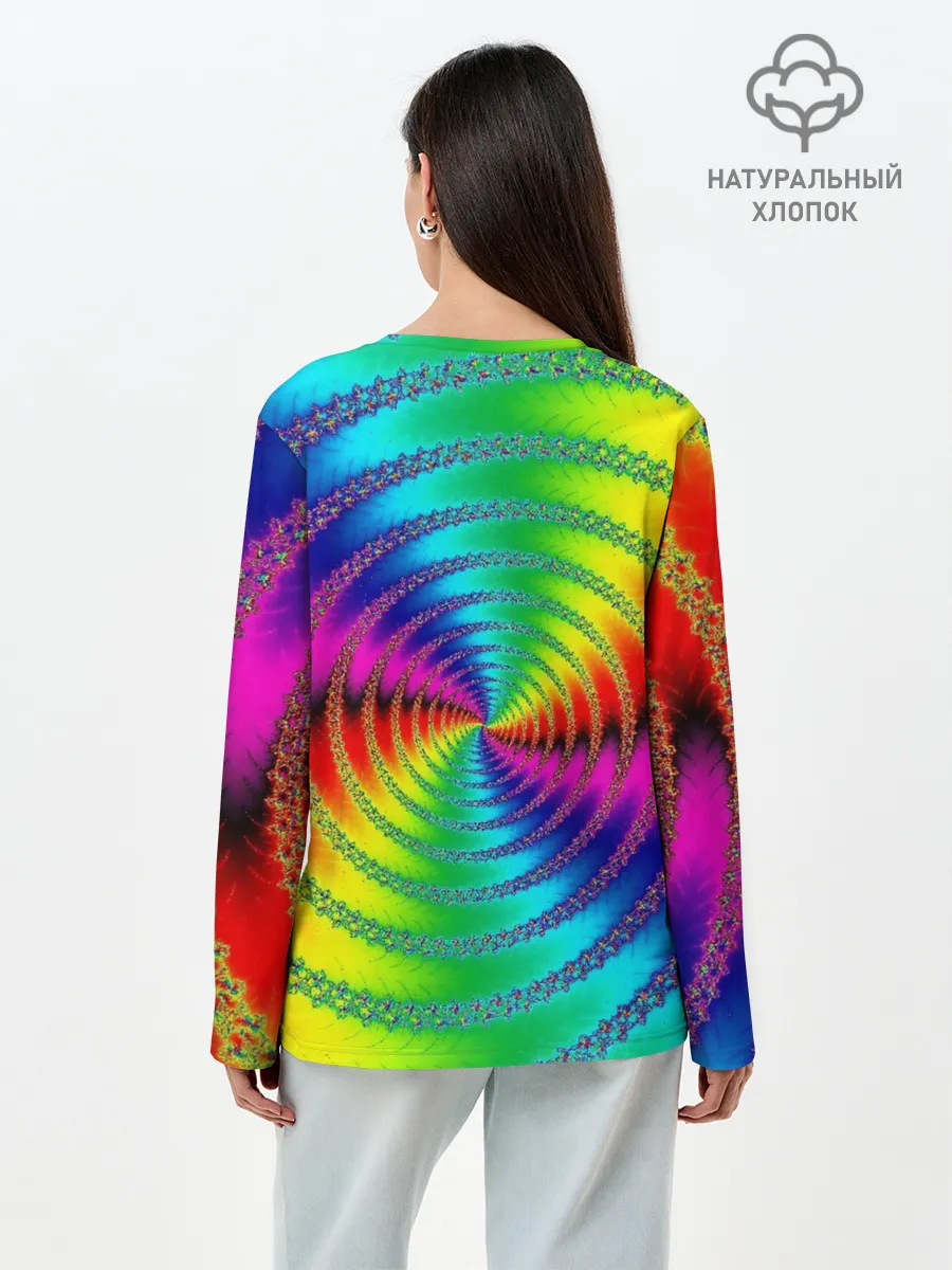 Лонгслив женский. Хлопок / Цветной гипноз