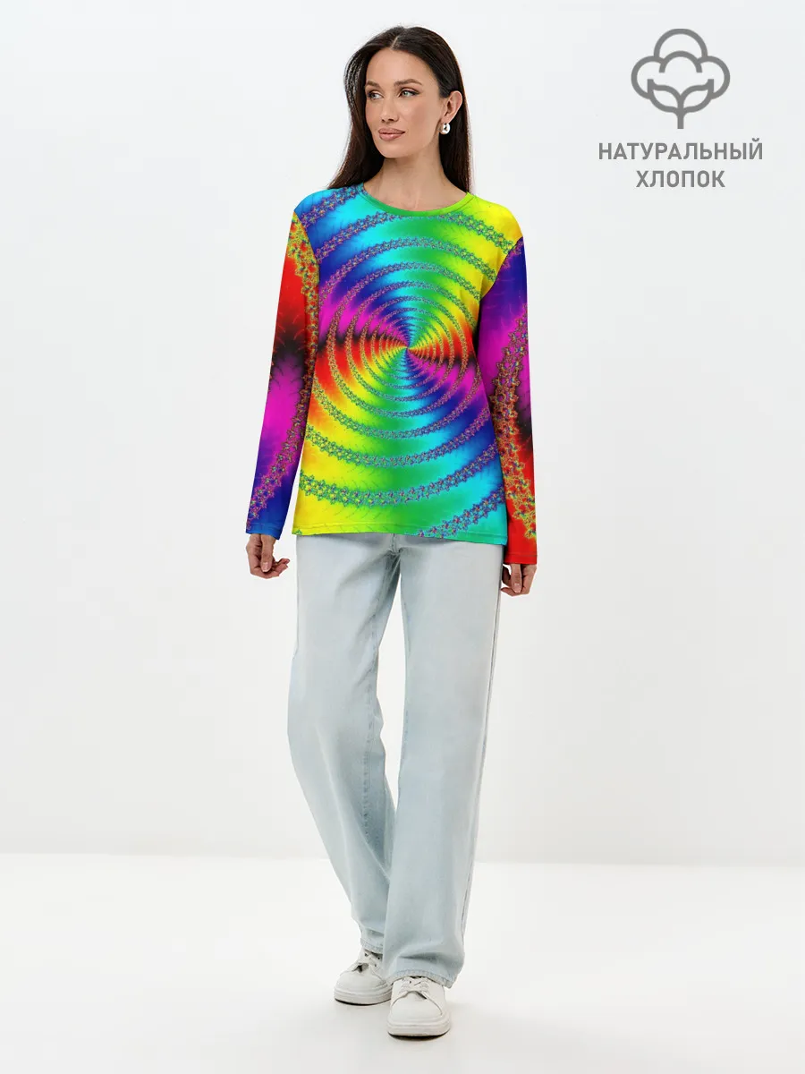 Лонгслив женский. Хлопок / Цветной гипноз