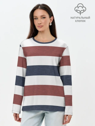 Лонгслив женский. Хлопок / Полоски