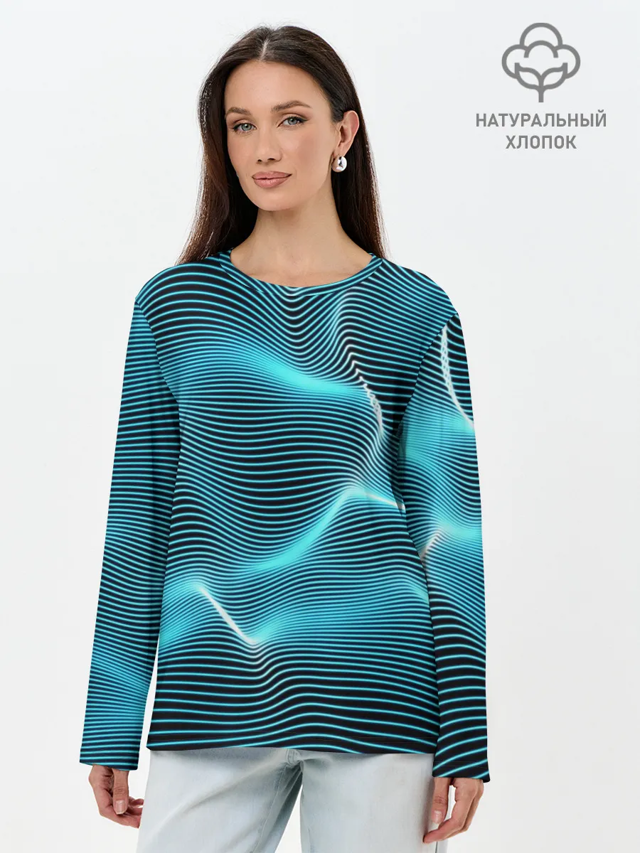 Лонгслив женский. Хлопок / Neon lines
