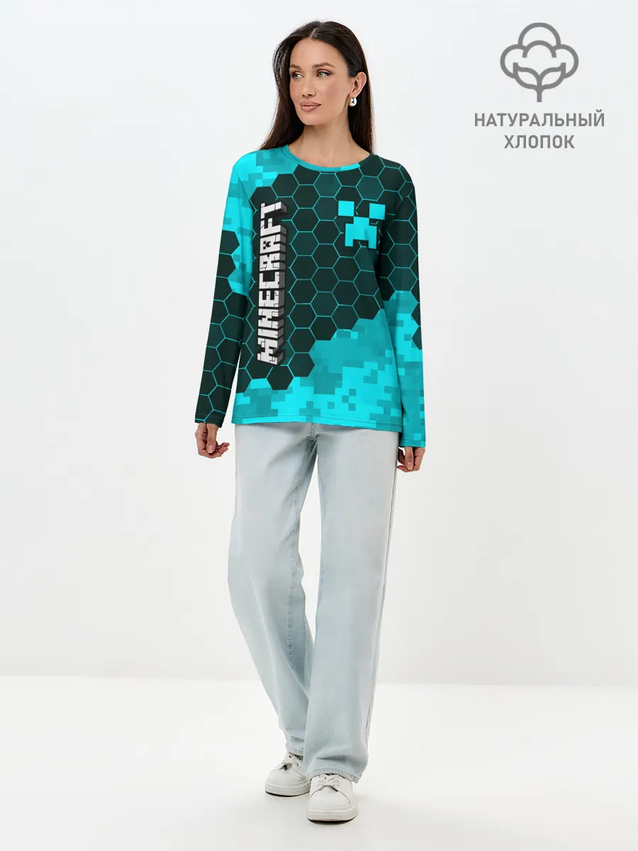 Лонгслив женский. Хлопок / MINECRAFT / МАЙНКРАФТ