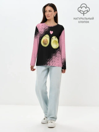 Лонгслив женский. Хлопок / Авокадо