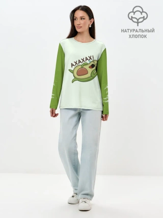 Лонгслив женский. Хлопок / Авокадо