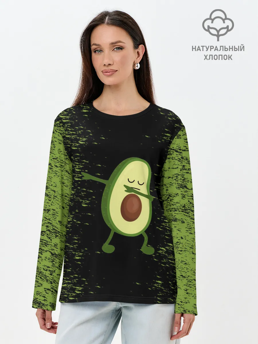 Лонгслив женский. Хлопок / Авокадо