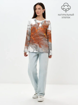 Лонгслив женский. Хлопок / ОГОНЬ