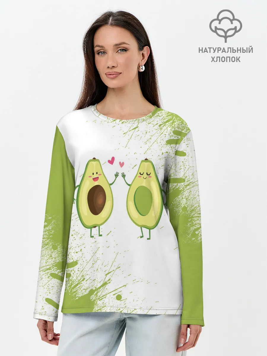 Лонгслив женский. Хлопок / Авокадо