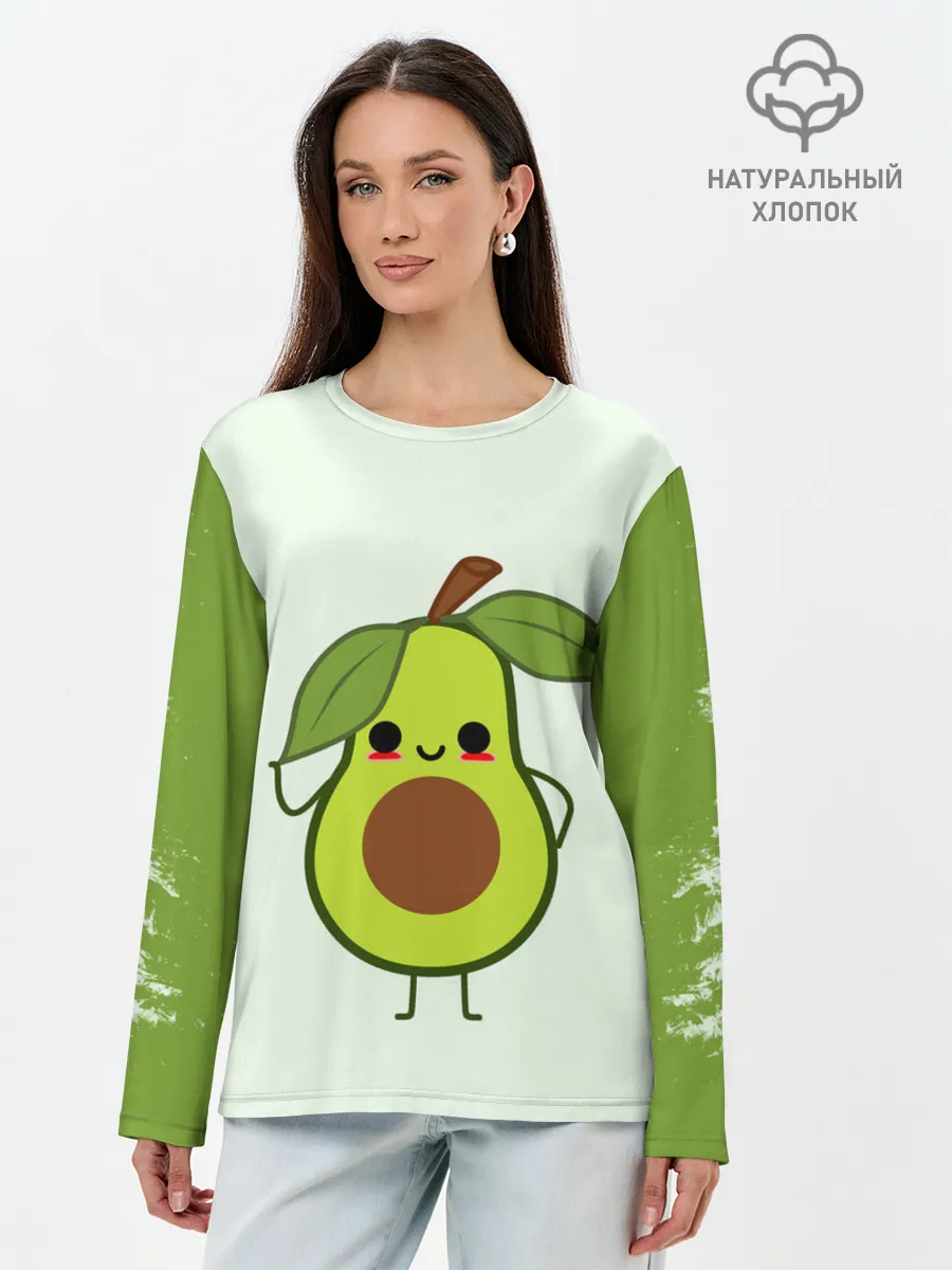 Лонгслив женский. Хлопок / Авокадо