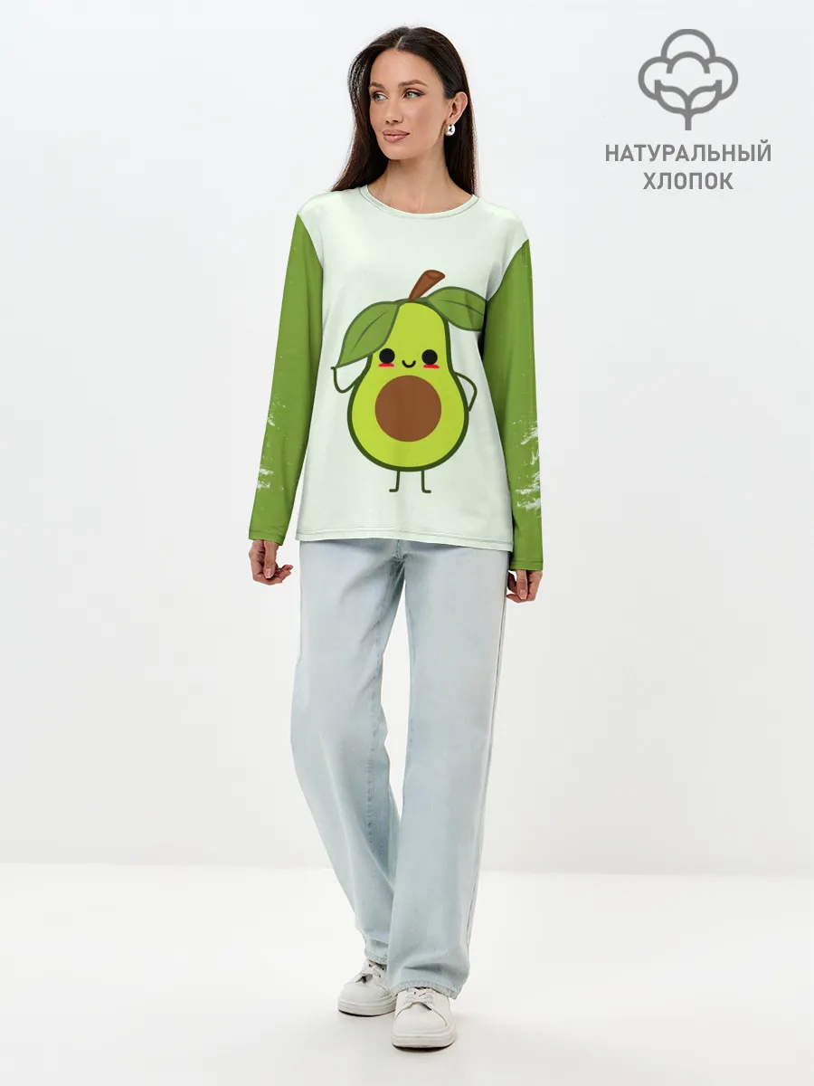 Лонгслив женский. Хлопок / Авокадо