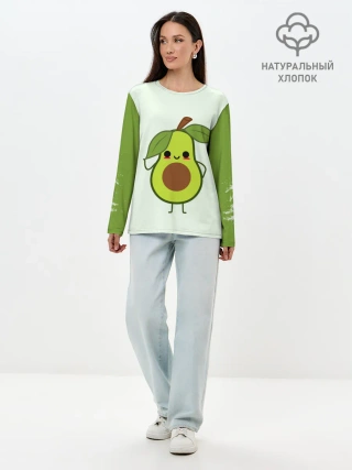 Лонгслив женский. Хлопок / Авокадо