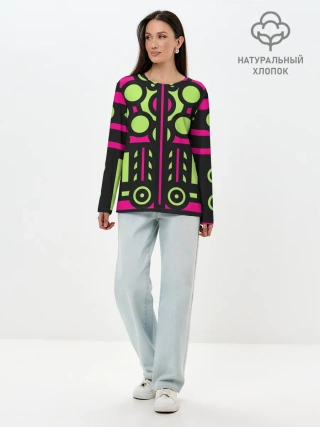 Лонгслив женский. Хлопок / Киберпанк механизмы