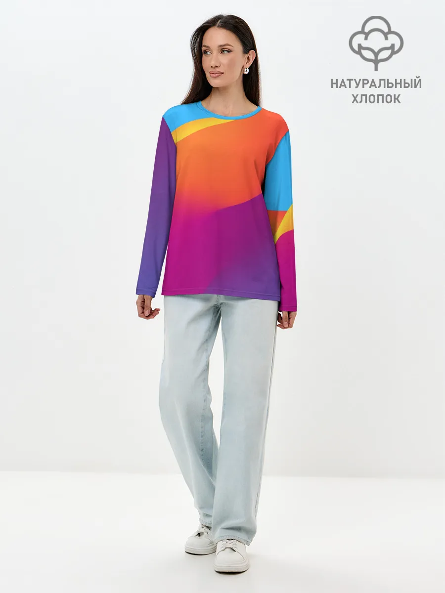 Лонгслив женский. Хлопок / ТЕКСТУРА ГРАДИЕНТА