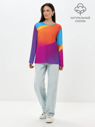 Лонгслив женский. Хлопок / ТЕКСТУРА ГРАДИЕНТА