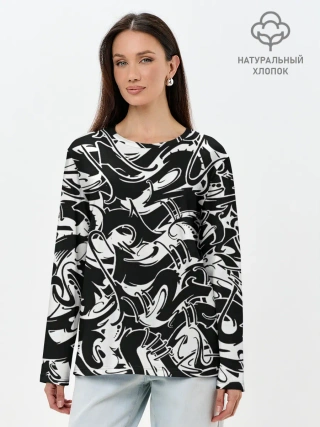 Лонгслив женский. Хлопок / Tattoo | BlackWhite