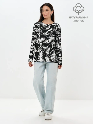 Лонгслив женский. Хлопок / Tattoo | BlackWhite