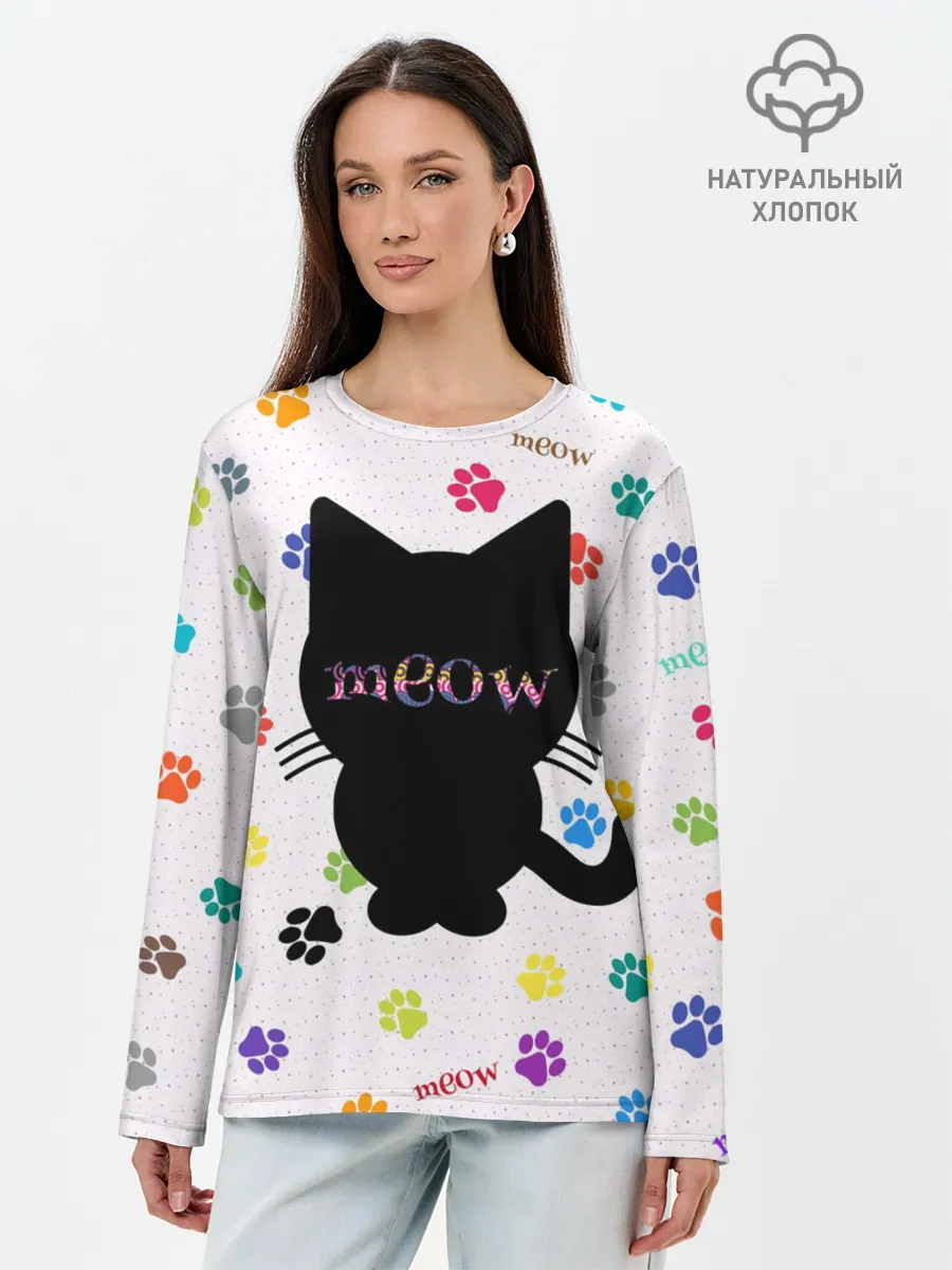 Лонгслив женский. Хлопок / Meow