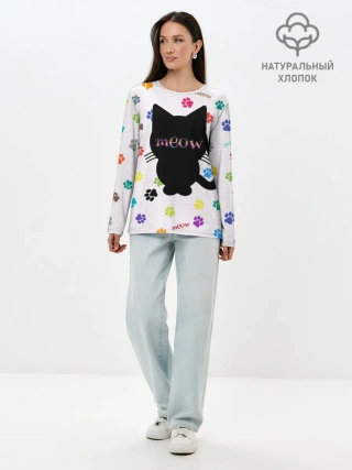 Лонгслив женский. Хлопок / Meow