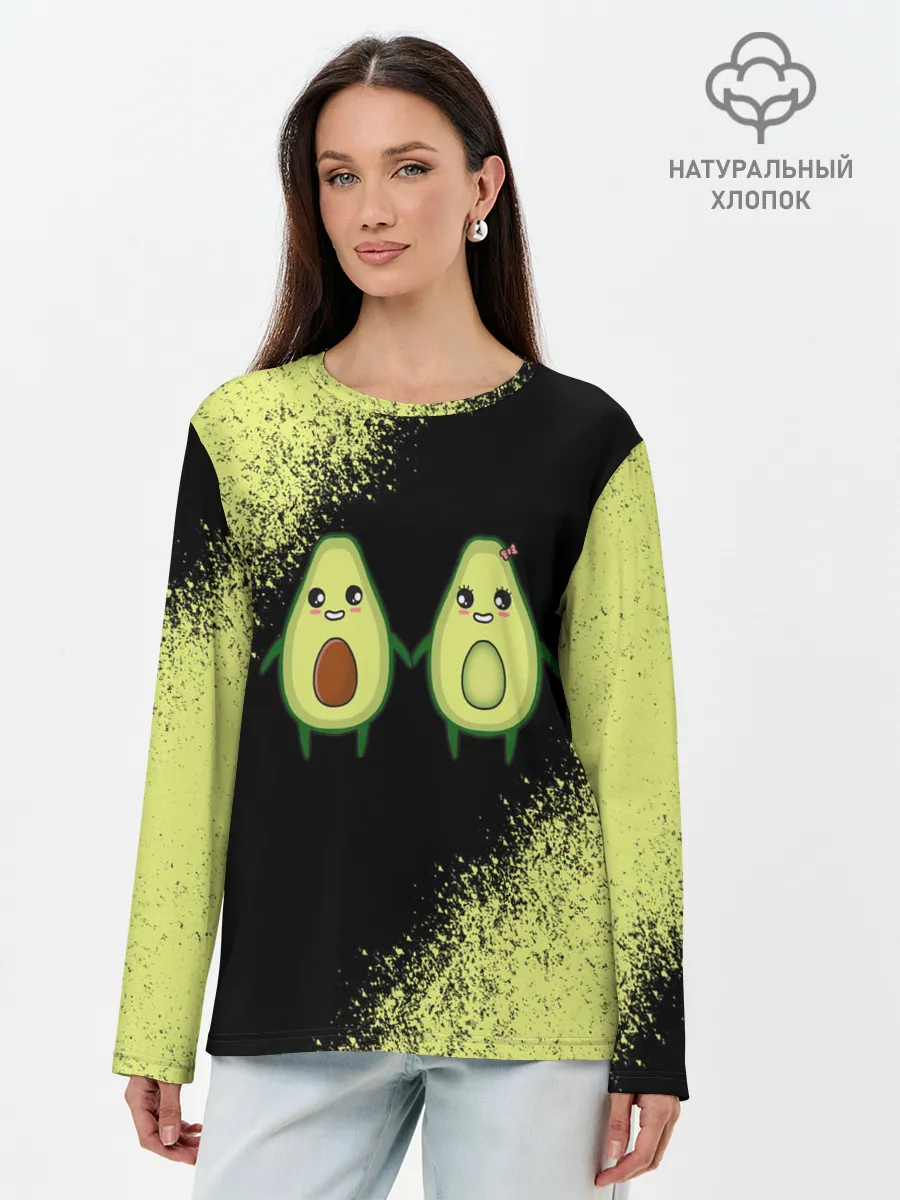 Лонгслив женский. Хлопок / Авокадо