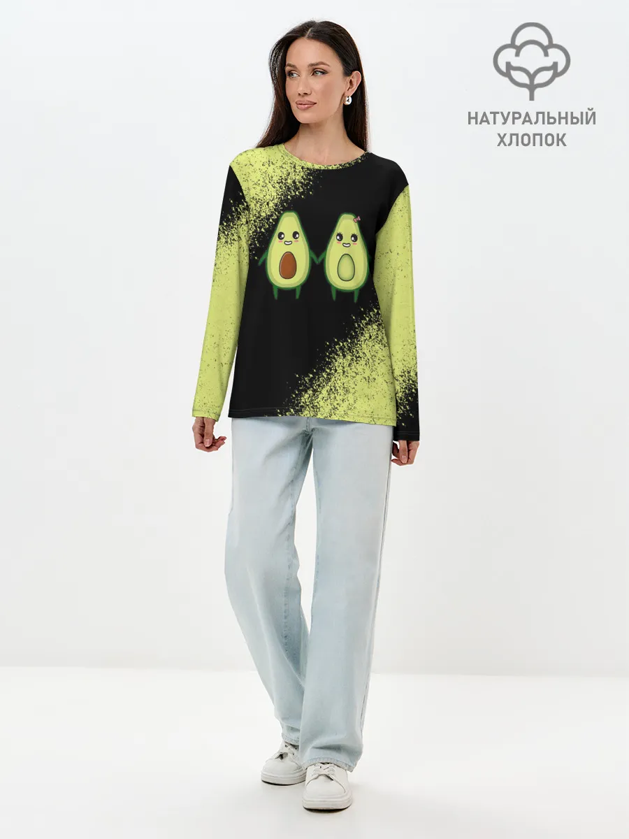 Лонгслив женский. Хлопок / Авокадо