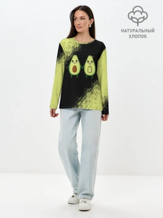 Лонгслив женский. Хлопок / Авокадо