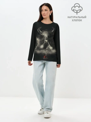 Лонгслив женский. Хлопок / Бык 2021