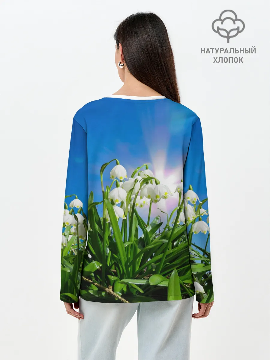 Лонгслив женский. Хлопок / Подснежники