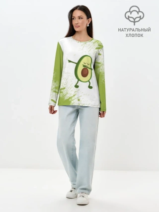 Лонгслив женский. Хлопок / Авокадо