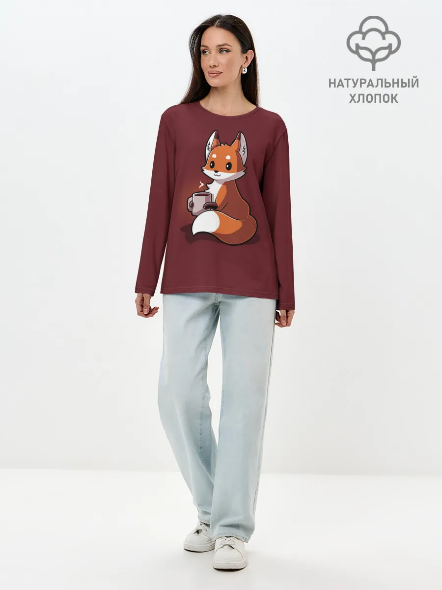 Лонгслив женский. Хлопок / Кофе любят не только люди