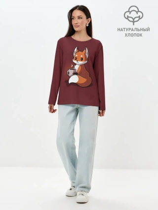 Лонгслив женский. Хлопок / Кофе любят не только люди