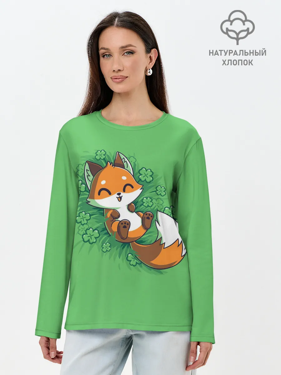 Лонгслив женский. Хлопок / Удачливый лис