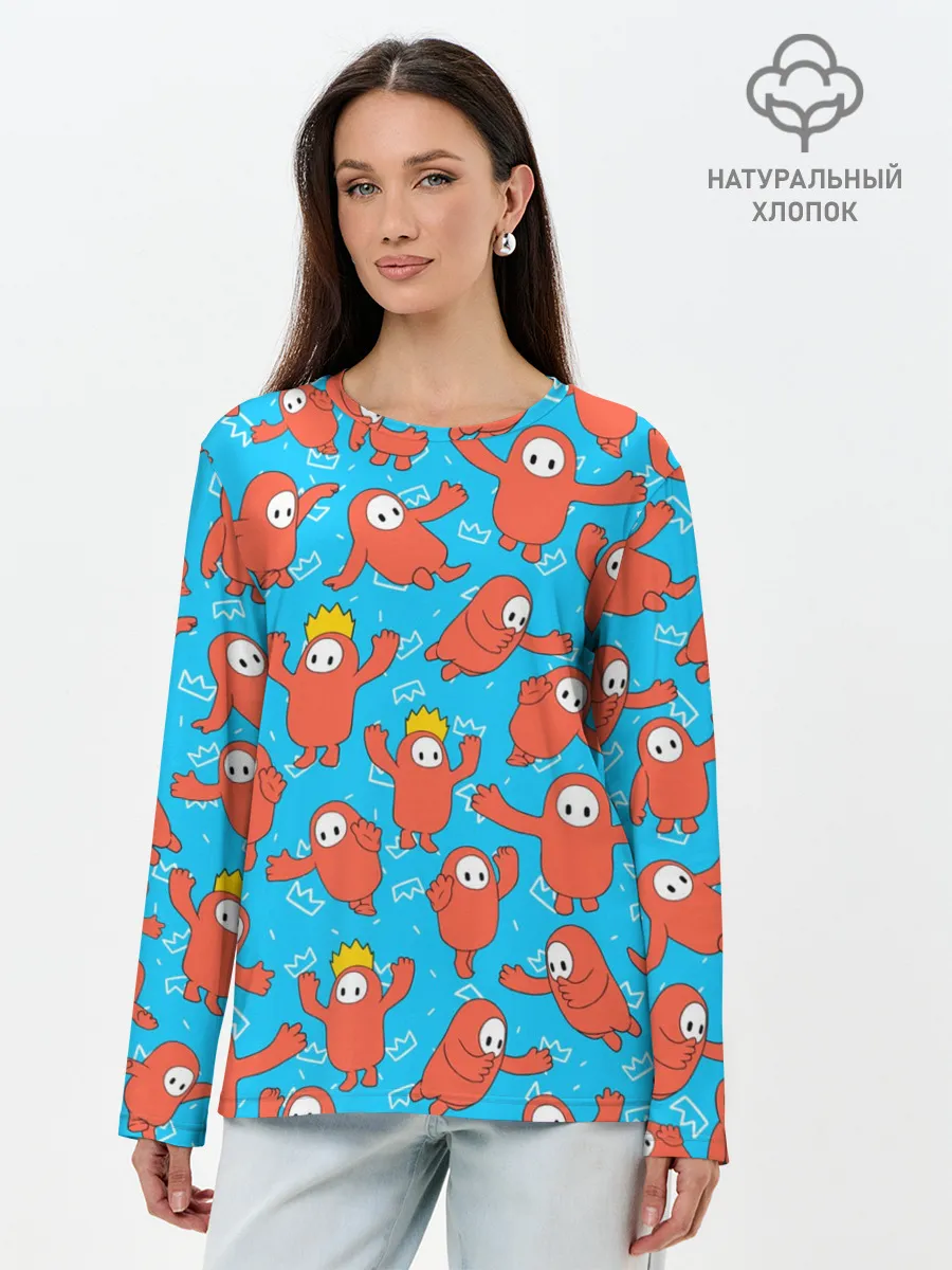Лонгслив женский. Хлопок / Fall guys red