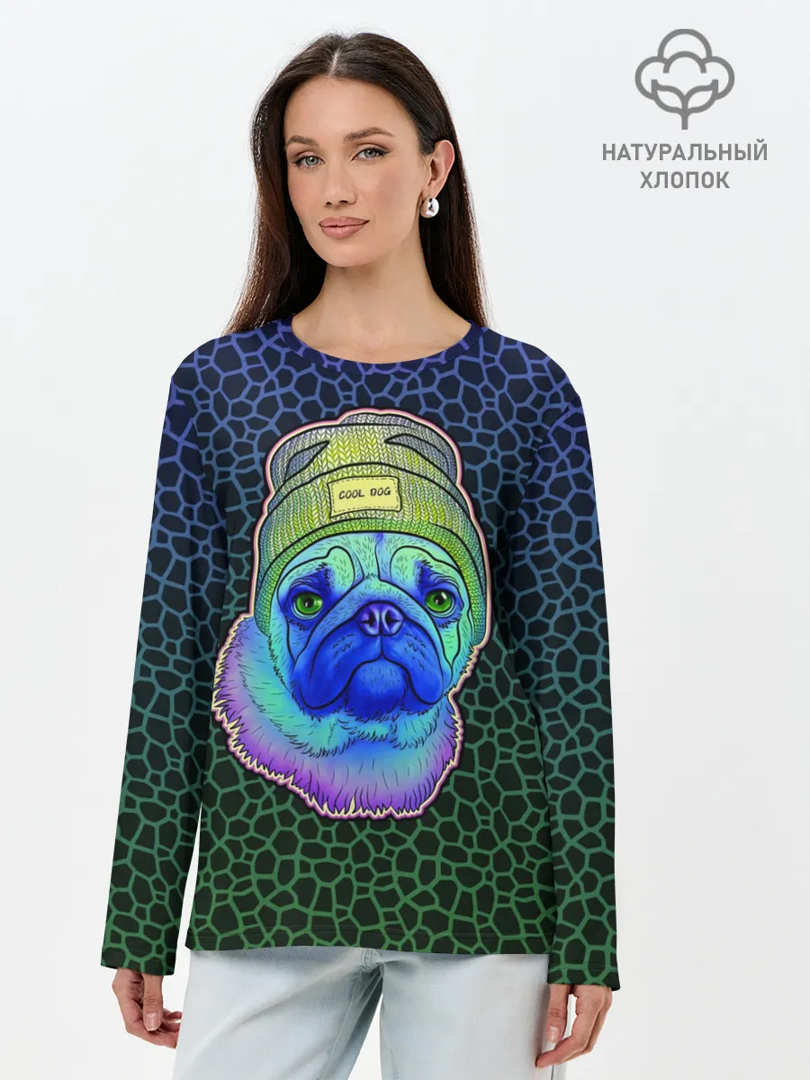 Лонгслив женский. Хлопок / Мопс