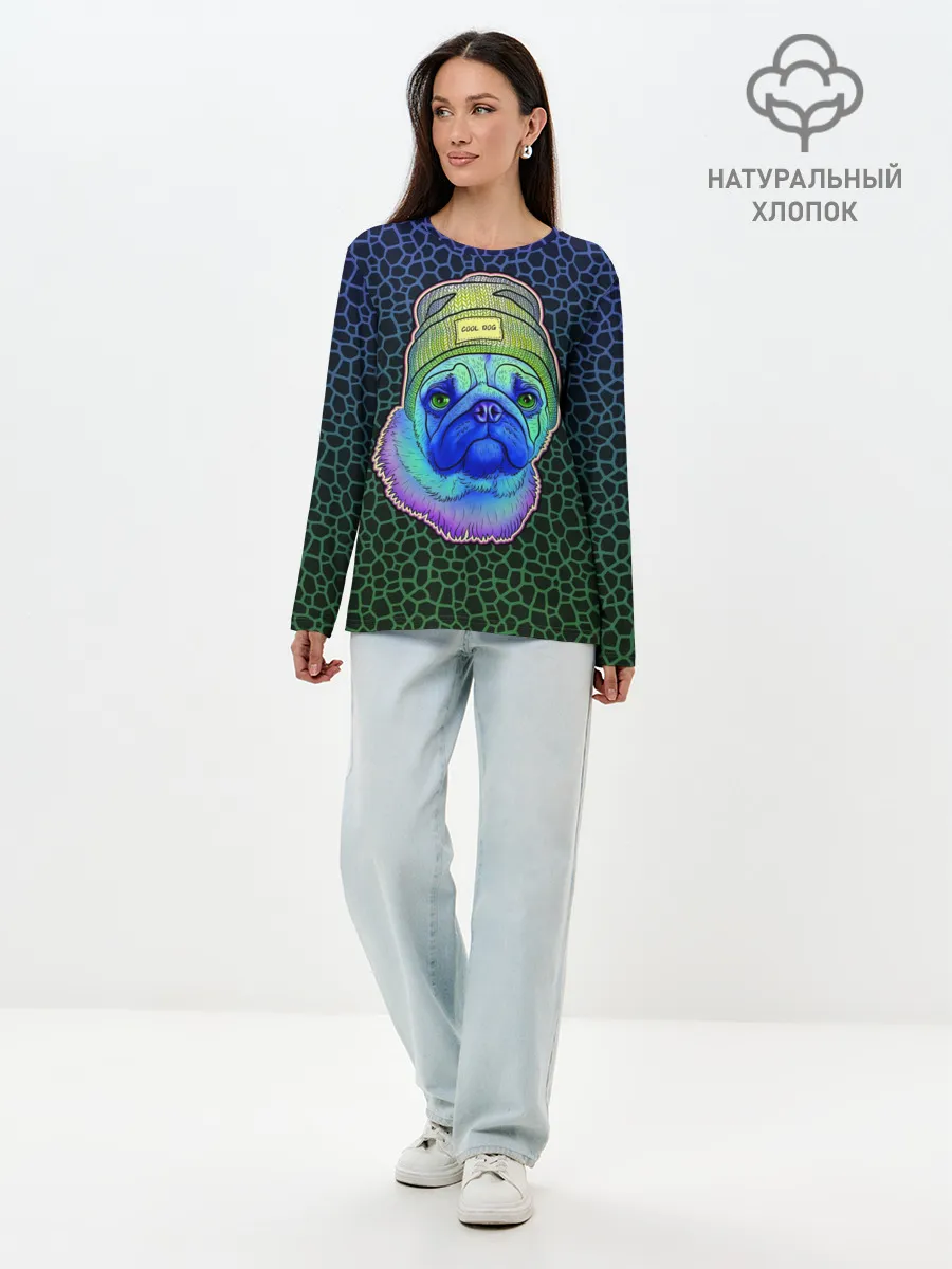 Лонгслив женский. Хлопок / Мопс