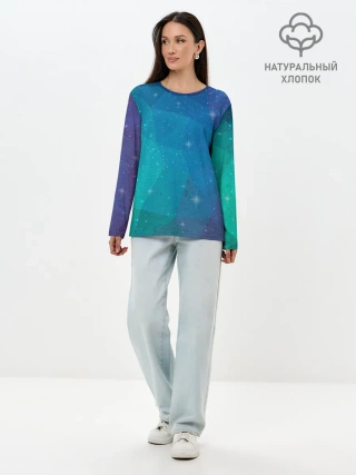 Лонгслив женский. Хлопок / Космос