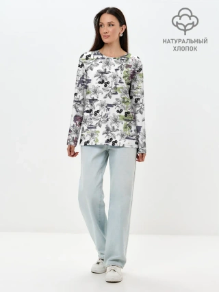 Лонгслив женский. Хлопок / Лилии