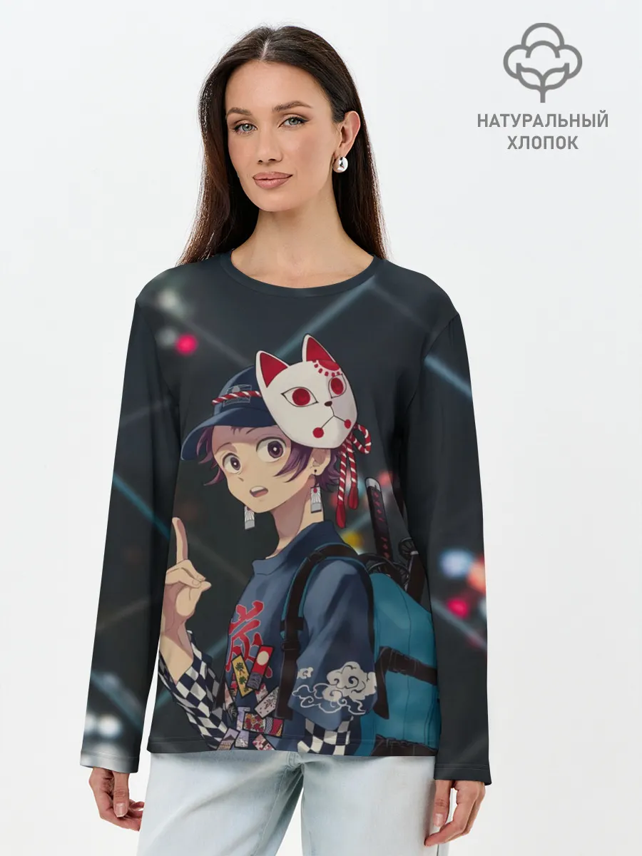 Лонгслив женский. Хлопок / Танджиро Камадо
