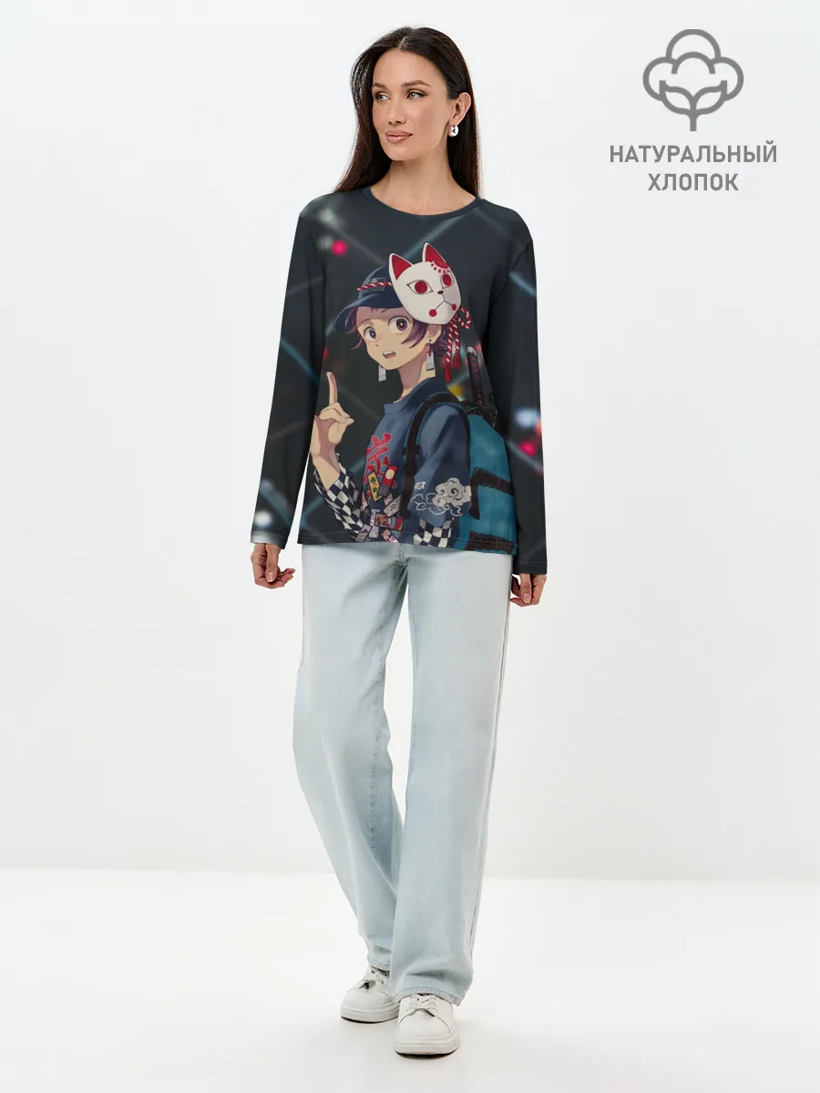 Лонгслив женский. Хлопок / Танджиро Камадо