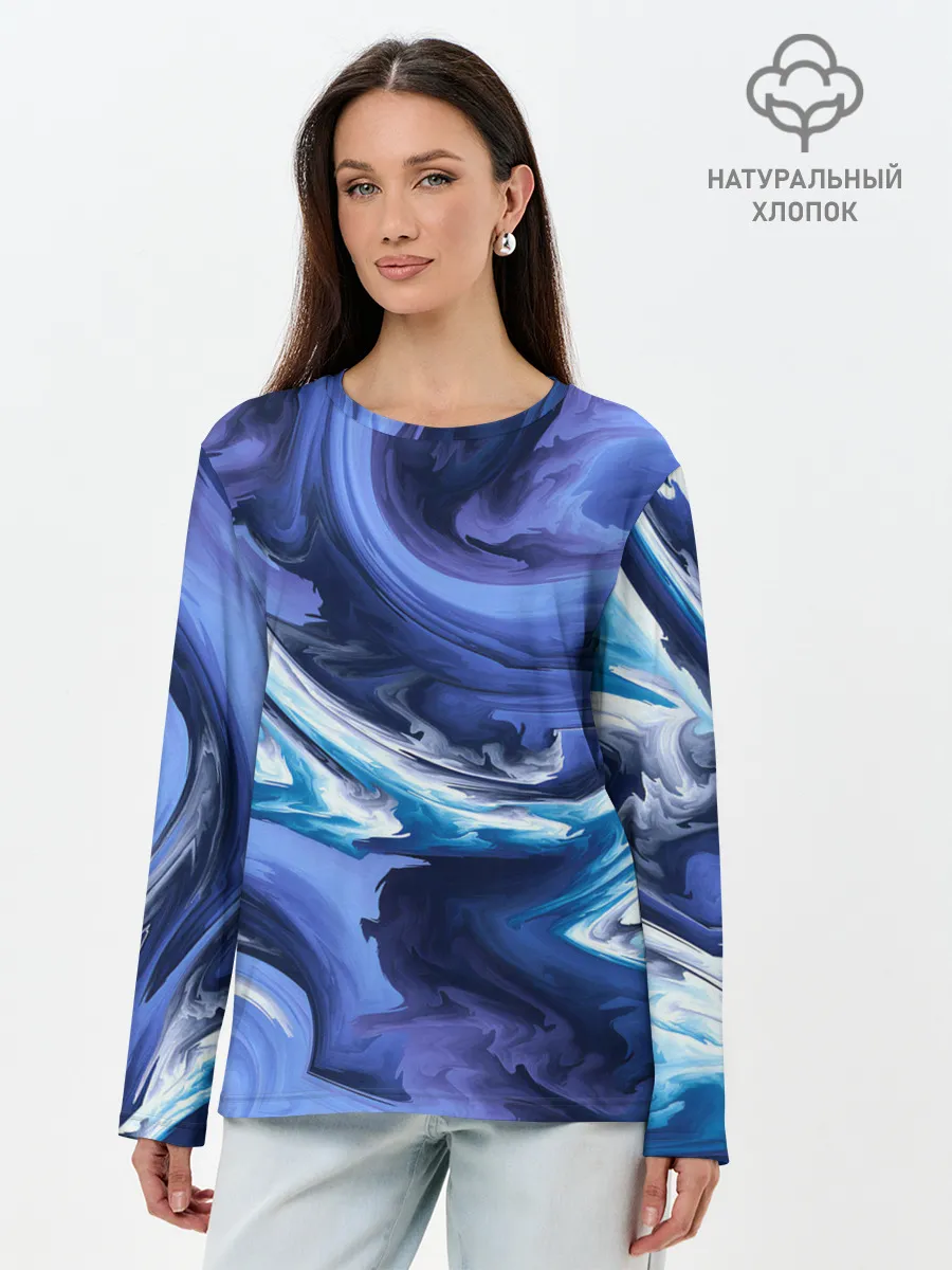 Лонгслив женский. Хлопок / Абстрактные волны